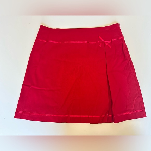 Y2K 90s INC International Concept Red Short Skirt with Bow Size 12 - Picture 1 of 5